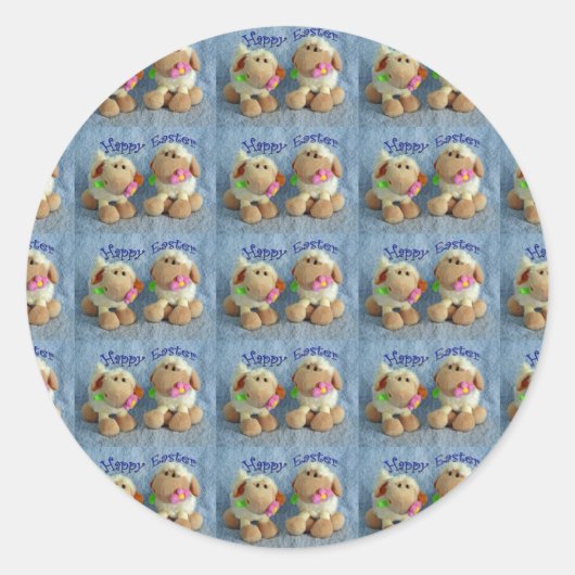 Sticker Rond Joyeux agneaux de Pâques (Devant)