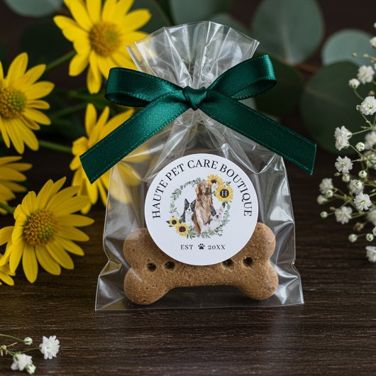 Sticker Rond Joyeux animal de compagnie Famille Soins des anima