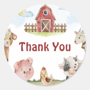 Sticker Rond Joyeux animal de ferme d'anniversaire