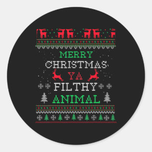 Sticker Rond Joyeux animal de Noël Filthy Ya Xmas Pajama Famill