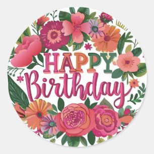 Sticker Rond Joyeux anniversaire