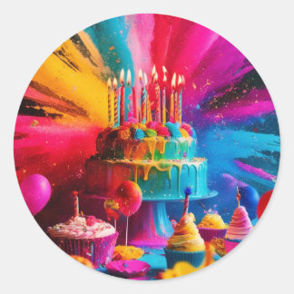 Sticker Rond Joyeux anniversaire