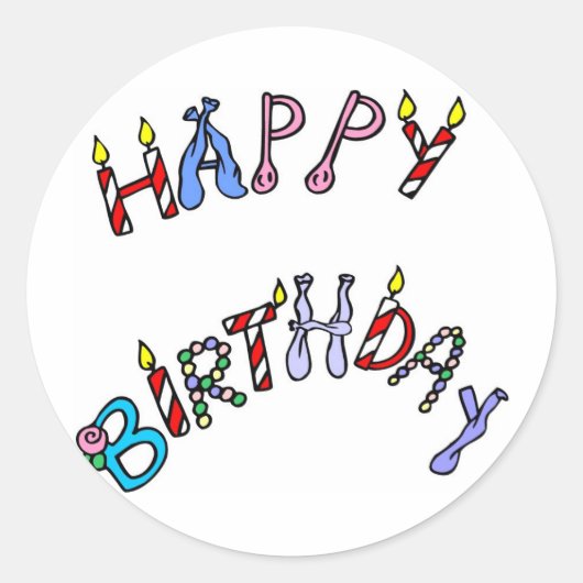 Sticker Rond joyeux anniversaire ! (Devant)