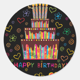 Sticker Rond Joyeux anniversaire