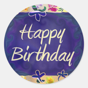 Sticker Rond Joyeux anniversaire