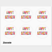 Sticker Rond Joyeux anniversaire (Feuille)