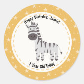 Sticker Rond Joyeux Anniversaire 1 An Ancien Aujourd'hui mignon (Devant)