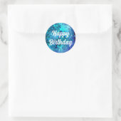 Sticker Rond joyeux anniversaire 3d bleu disco balle (Sac)