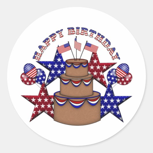 Sticker Rond Joyeux anniversaire 4 juillet (Devant)