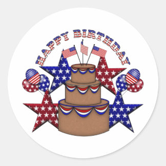 Sticker Rond Joyeux anniversaire 4 juillet