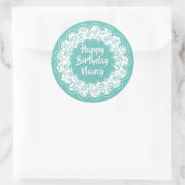 Sticker Rond Joyeux anniversaire 60e numéro Motif Turquoise et (Sac)