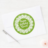 Sticker Rond Joyeux anniversaire 60e numéro Motif vert et blanc (Enveloppe)
