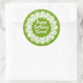 Sticker Rond Joyeux anniversaire 60e numéro Motif vert et blanc (Sac)
