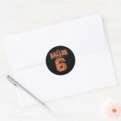 Sticker Rond Joyeux anniversaire 6e 6 ans Basketball Garçons Si (Enveloppe)
