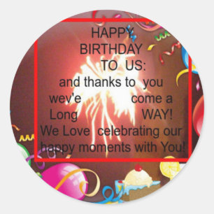 Sticker Rond Joyeux anniversaire à nous Art Imprimer