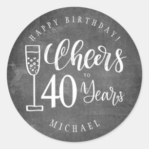 Sticker Rond Joyeux anniversaire à tout âge typographie hommes