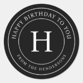 Sticker Rond Joyeux Anniversaire à Vous Monogramme de Modern Fa (Devant)