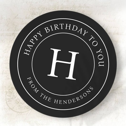 Sticker Rond Joyeux Anniversaire à Vous Monogramme de Modern Fa