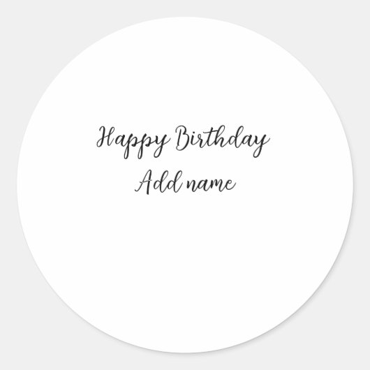 Sticker Rond Joyeux anniversaire ajouter nom titre simple minim (Devant)