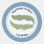 Sticker Rond Joyeux Anniversaire Alligators Crocodiles Ensemble (Devant)