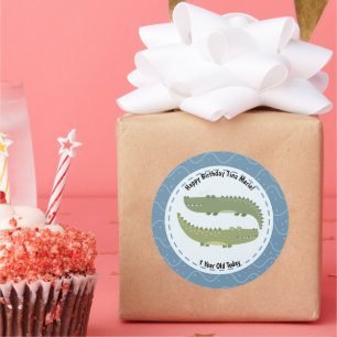 Sticker Rond Joyeux Anniversaire Alligators Crocodiles Ensemble