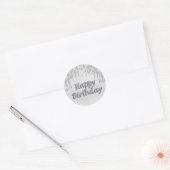Sticker Rond Joyeux Anniversaire argent parties scintillant gou (Enveloppe)