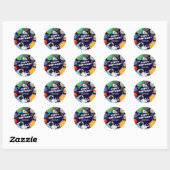 Sticker Rond Joyeux Anniversaire Astronaute Spatial (Feuille)