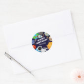 Sticker Rond Joyeux Anniversaire Astronaute Spatial (Enveloppe)