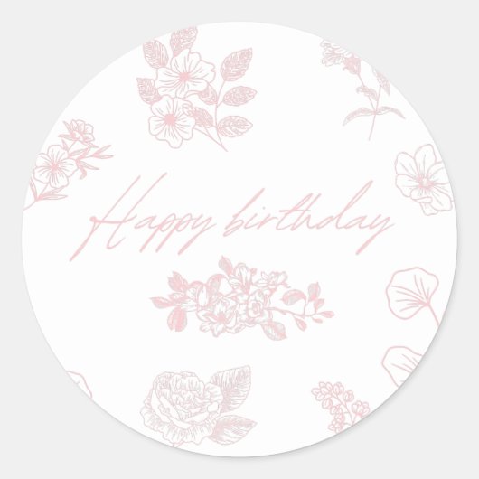 Sticker Rond Joyeux anniversaire avec arrière - plan à fleurs - (Devant)