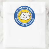 Sticker Rond Joyeux anniversaire avec nom et âge 4 (Sac)