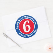 Sticker Rond Joyeux anniversaire avec nom et âge 6 (Enveloppe)