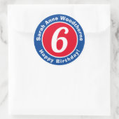 Sticker Rond Joyeux anniversaire avec nom et âge 6 (Sac)