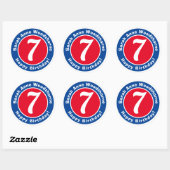 Sticker Rond Joyeux anniversaire avec nom et âge 7 (Feuille)