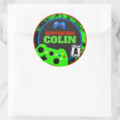 Sticker Rond Joyeux Anniversaire avec nom Joueur Vidéo Annivers (Sac)