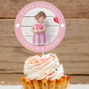 Sticker Rond Joyeux Anniversaire Avec Photo