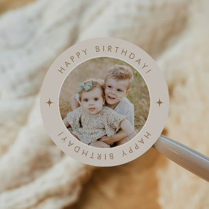 Sticker Rond Joyeux Anniversaire Avec Photo