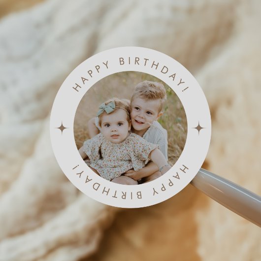 Sticker Rond Joyeux Anniversaire Avec Photo