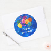 Sticker Rond "Joyeux anniversaire", Ballons de fête (Enveloppe)