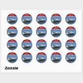 Sticker Rond Joyeux anniversaire, bateau (Feuille)