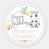 Sticker Rond Joyeux anniversaire Bébé Vache Floral 1er annivers (Devant)