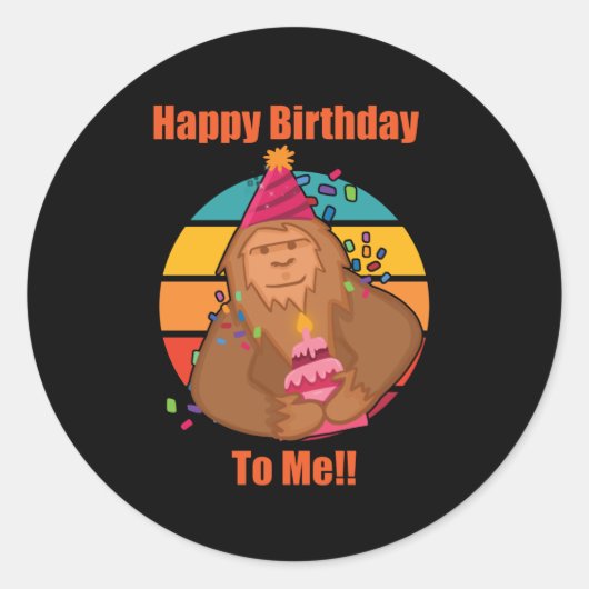 Sticker Rond Joyeux anniversaire Bigfoot Cupcake (Devant)