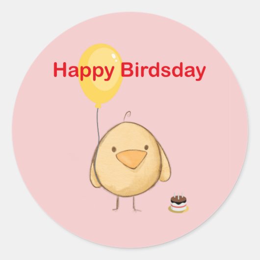 Sticker Rond Joyeux anniversaire Bird Bird thème anniversaire S (Devant)