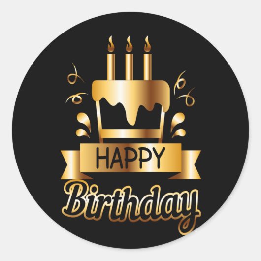 Sticker Rond Joyeux anniversaire - Black & Gold 2 S (Devant)