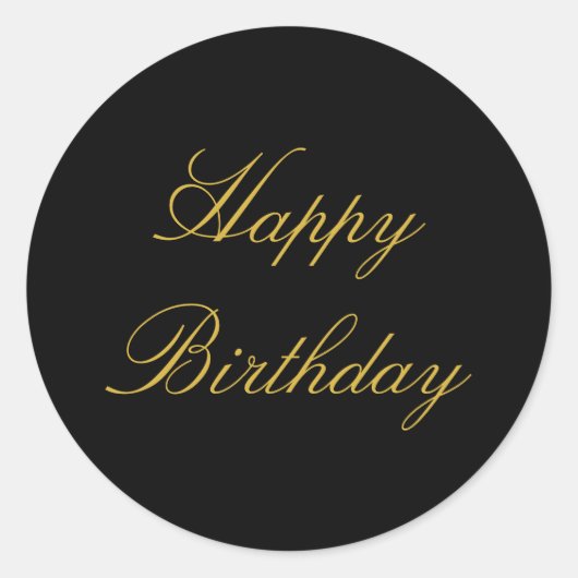 Sticker Rond Joyeux Anniversaire Black Gold Elegant Glam (Devant)