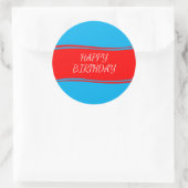 Sticker Rond Joyeux anniversaire bleu et rouge (Sac)
