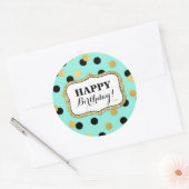 Sticker Rond Joyeux Anniversaire bleu Noir Confetti (Enveloppe)