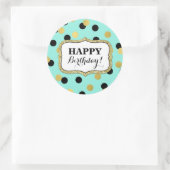 Sticker Rond Joyeux Anniversaire bleu Noir Confetti (Sac)