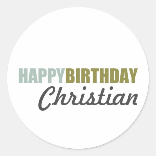 Sticker Rond Joyeux anniversaire bleu vert gris (Devant)
