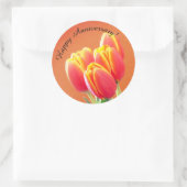 Sticker Rond Joyeux Anniversaire Bouquet de Tulipe orange (Sac)