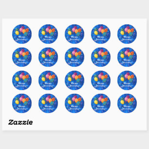 Sticker Rond "Joyeux Anniversaire," Célébration,